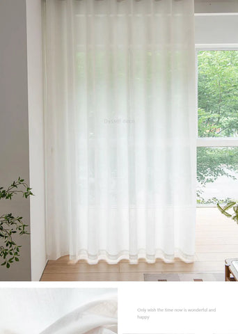 Modern Decorative Linen Solid Home Linen White Sheer European Style Window Curtains Rod Pocket Grommet for Living Room Bedroom