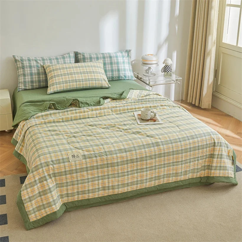 Summer 100% Cotton Thin Quilt Comforter Soft Air Conditioning All Season Quilt/Duvet/Blanket Lightweight Bed Cover Soft Bedding