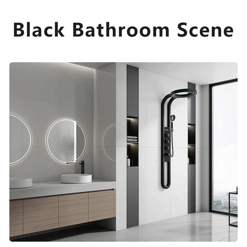 Modern High End Rainfall Shower Panel SPA Massage Jet Waterfall Showers Column Taps Set LED Display Smart Bathroom Shower System