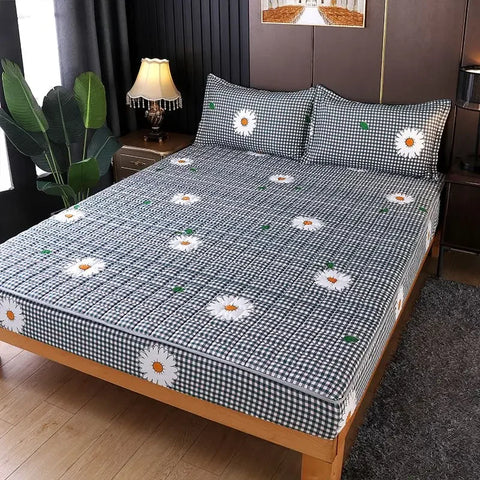 Waterproof Bed Cover Solid Color Fitted Bed Sheet With Elastic Band Anti-slip Adjustable Mattres Protector Fitted Sheet For Home