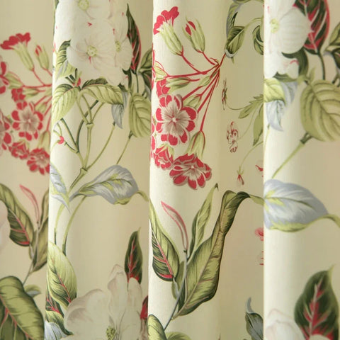 American Pastoral Floral Blackout Curtains For Living Room Bedroom Printed Blossom Window Linen Curtains Home Decor Tulle Drapes