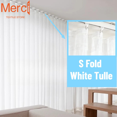 S Fold White Tulle Wavy Curtains Chiffon Sheer Curtains for Living Room Bedroom Dining Voile High Quality Luxury Decoration 1PC