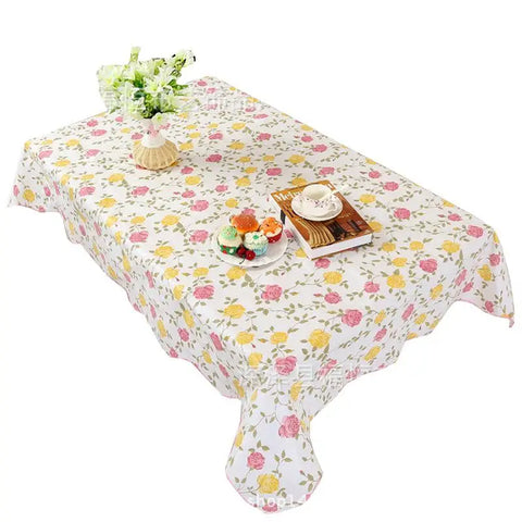 1pcs PEVA Waterproof Oilproof Tablecloth Washable Fabric For Dining Table Kitchen Decor Beautiful Flower Pattern Table Cloth
