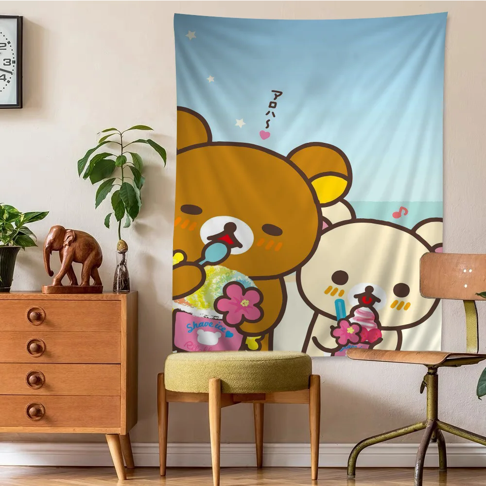Cute Cartoon R-Rilakkuma Hippie Wall Hanging Tapestries Bohemian Wall Tapestries Mandala INS Home Decor