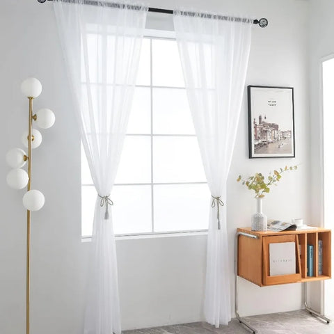 S Fold White Tulle Wavy Curtains Chiffon Sheer Curtains for Living Room Bedroom Dining Voile High Quality Luxury Decoration 1PC