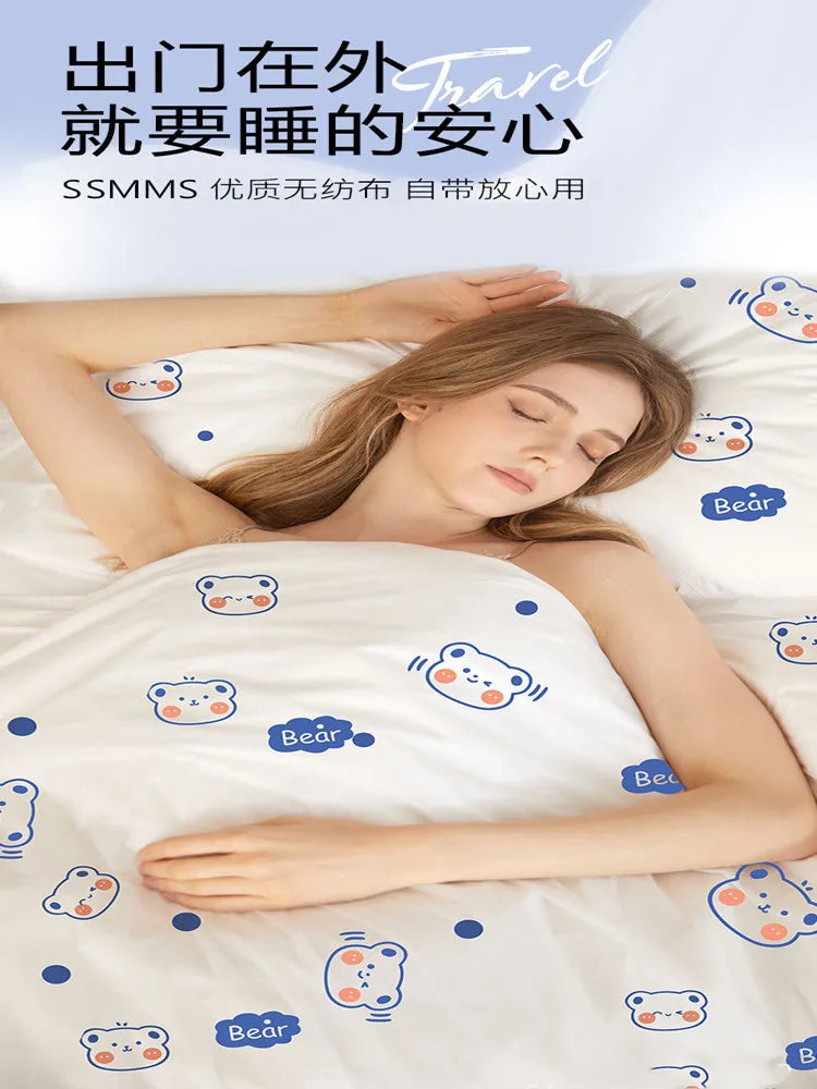 3 / 4-Piece Thickened Disposable Bed Sets Duvet Cover Non-Woven Dirty Proof Portable Bedding Set Travel Hotel Isolation Sheets